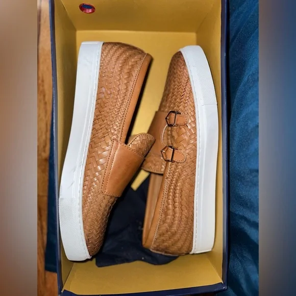 Shoes | Kyler Cognac Woven Leather Monk Strap Sneakers  display picture 2